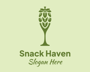 Green Hops Wine Glass logo design