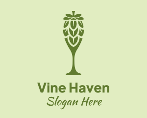 Green Hops Wine Glass logo design