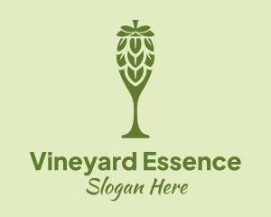 Green Hops Wine Glass logo design