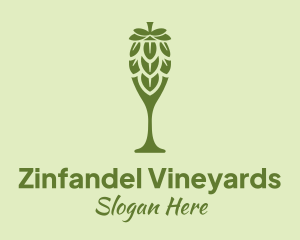 Green Hops Wine Glass logo design