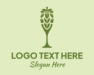 Vegan - Green Hops Wine Glass logo design