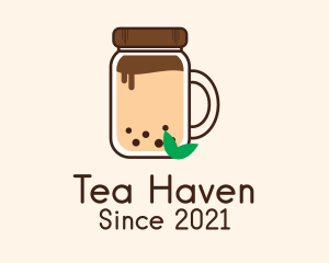 Mason Jar Milk Tea  logo design