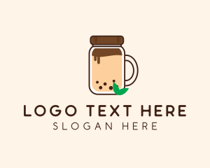 Boba Tea - Mason Jar Milk Tea logo design