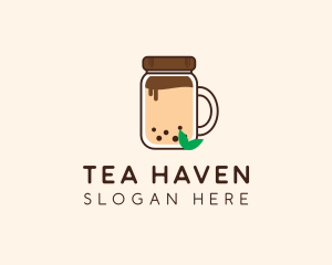 Mason Jar Milk Tea  logo design