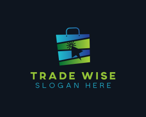 Market Online Shopping Bag logo design