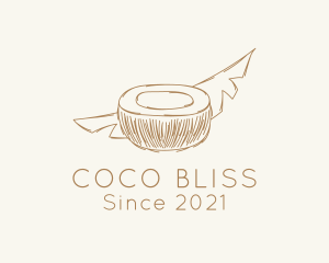 Coconut - Brown Coconut Fruit logo design