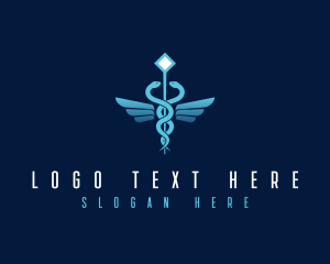 Medical Serpent Caduceus logo design