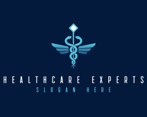 Medical Serpent Caduceus logo design