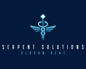 Medical Serpent Caduceus logo design