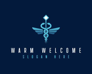 Medical Serpent Caduceus logo design