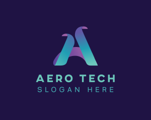 Tech Ribbon Letter A logo design