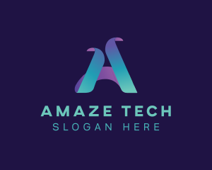 Tech Ribbon Letter A logo design