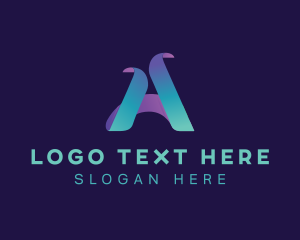 Application - Tech Ribbon Letter A logo design