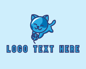 Young - Playful Blue Kitten Cat logo design