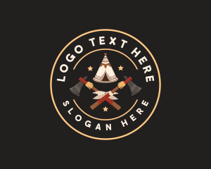 Symbolic - Native American Tent Axe logo design