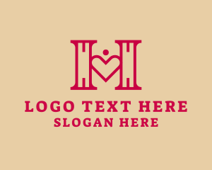 Startup - Love Heart Dating Letter H logo design