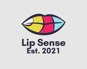 Multicolor Cartoon Lips  logo design