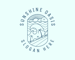 Tropical Surfing Beach  logo design