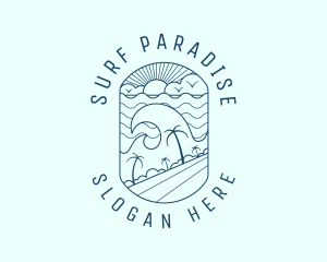 Tropical Surfing Beach  logo design
