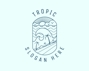 Tropical Surfing Beach  logo design