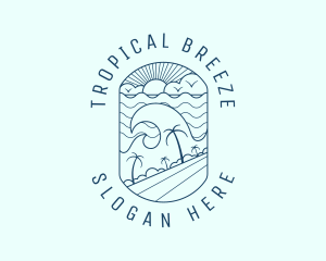 Tropical Surfing Beach  logo design