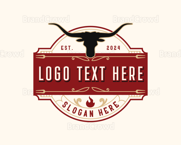 Longhorn Bull Barbecue Logo