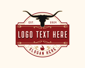 Fire - Longhorn Bull Barbecue logo design