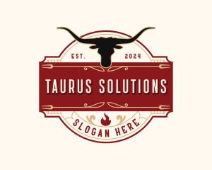 Longhorn Bull Barbecue logo design