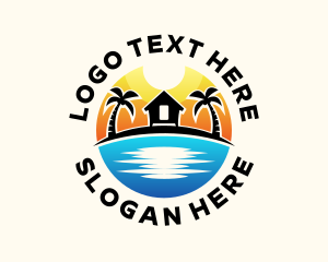 Seaside - Tropical Vacation Sunset logo design