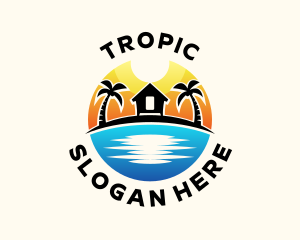 Tropical Vacation Sunset logo design