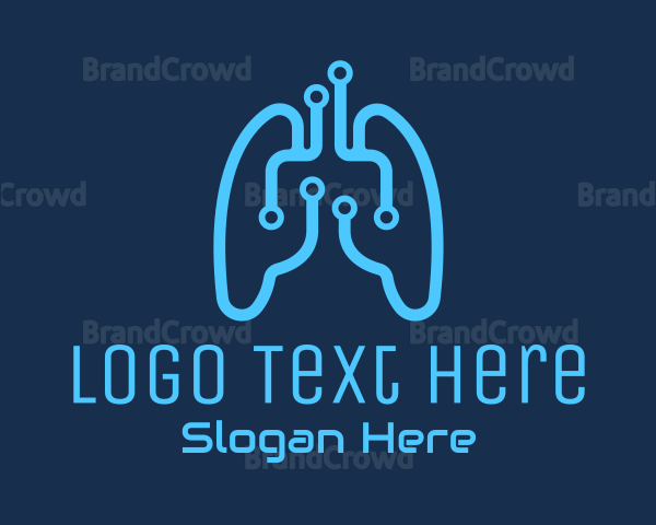 Blue Respiratory Lungs Tech Logo