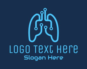 Respiratory System - Blue Respiratory Lungs Tech logo design