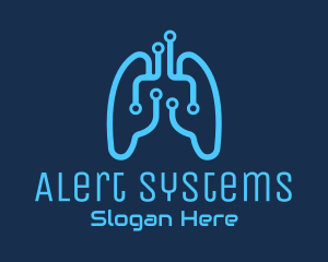 Blue Respiratory Lungs Tech logo design