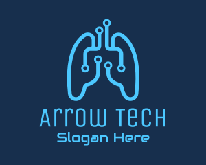 Blue Respiratory Lungs Tech logo design