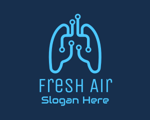 Blue Respiratory Lungs Tech logo design