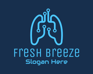 Inhale - Blue Respiratory Lungs Tech logo design