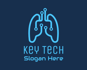 Blue Respiratory Lungs Tech logo design