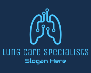 Blue Respiratory Lungs Tech logo design