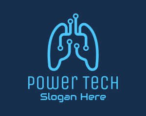 Blue Respiratory Lungs Tech logo design