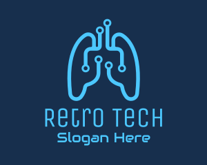 Blue Respiratory Lungs Tech logo design