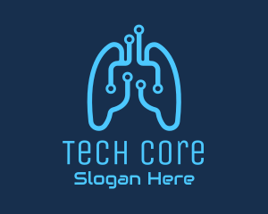 Blue Respiratory Lungs Tech logo design