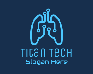 Blue Respiratory Lungs Tech logo design