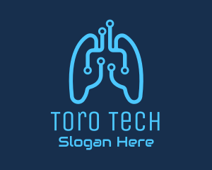 Blue Respiratory Lungs Tech logo design