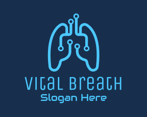 Blue Respiratory Lungs Tech logo design