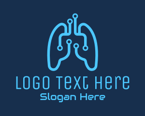 Oxygen - Blue Respiratory Lungs Tech logo design