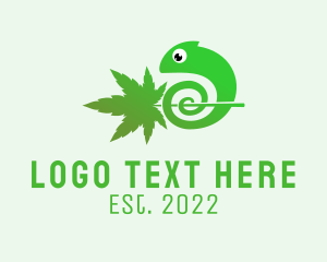 Cannabis Leaf - Green Chameleon Cannabis logo design