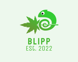 Animal - Green Chameleon Cannabis logo design