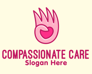 Caring - Pink Loving Hand logo design