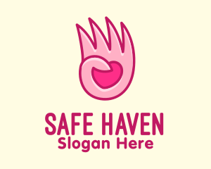 Pink Loving Hand logo design