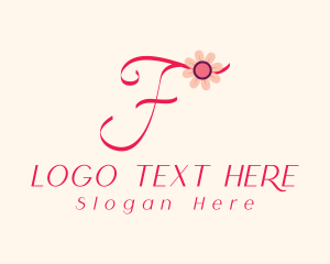 Blooming - Pink Flower Letter F logo design